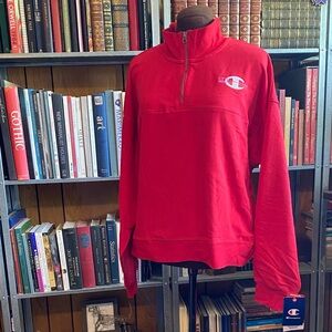 Champion W59231 Women's Campus French Terry Quarter Zip Pullover Red Large